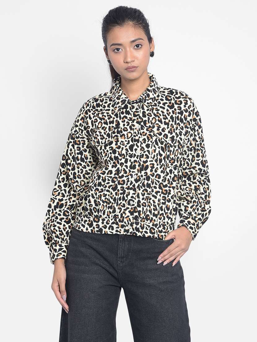 women multi color animal print cotton regular shirt
