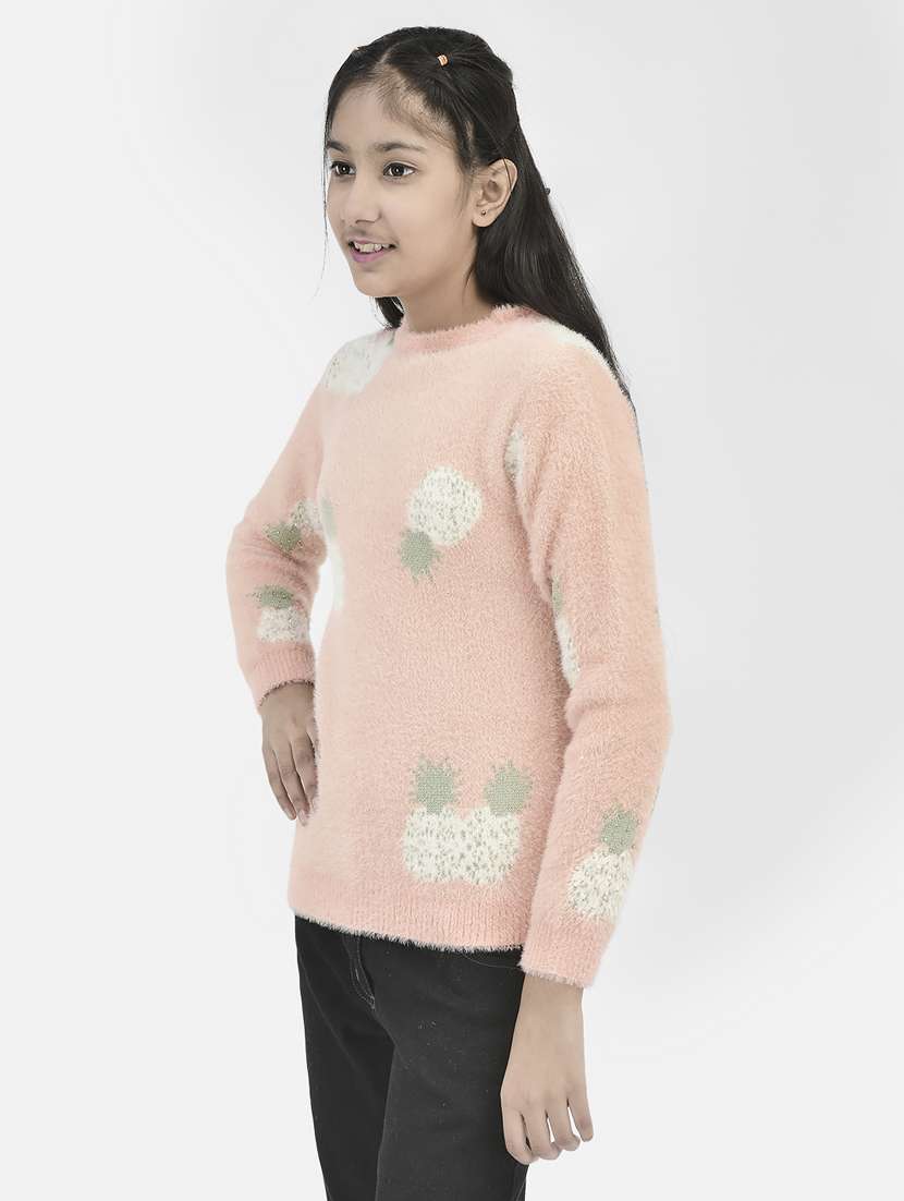 girls round neck self-designed regular sweater - 20296253 -  Standard Image - 2