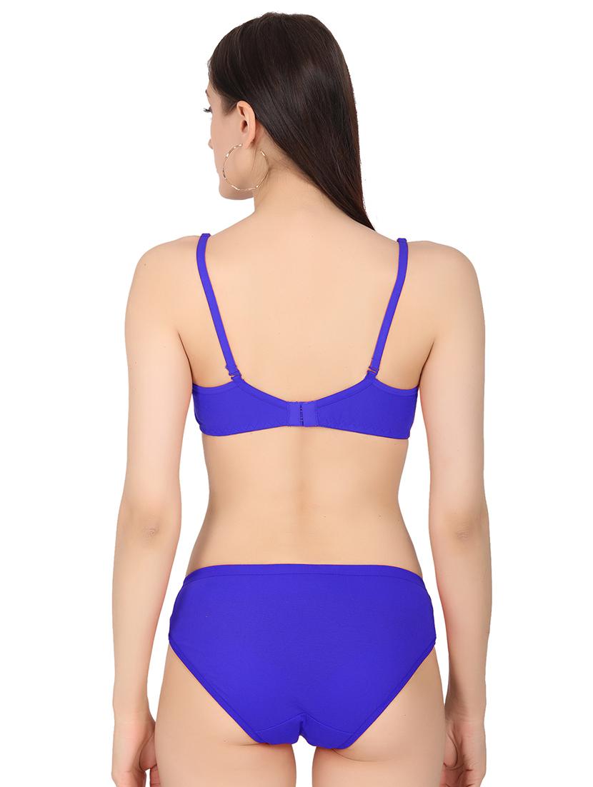 women solid bra and panty set - 20296431 - Standard Image - 2