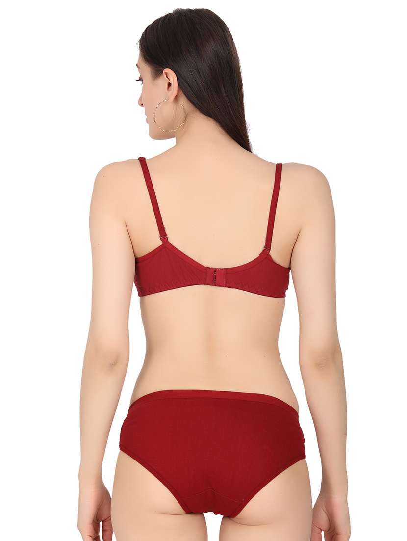women solid bra and panty set - 20296432 -  Standard Image - 2