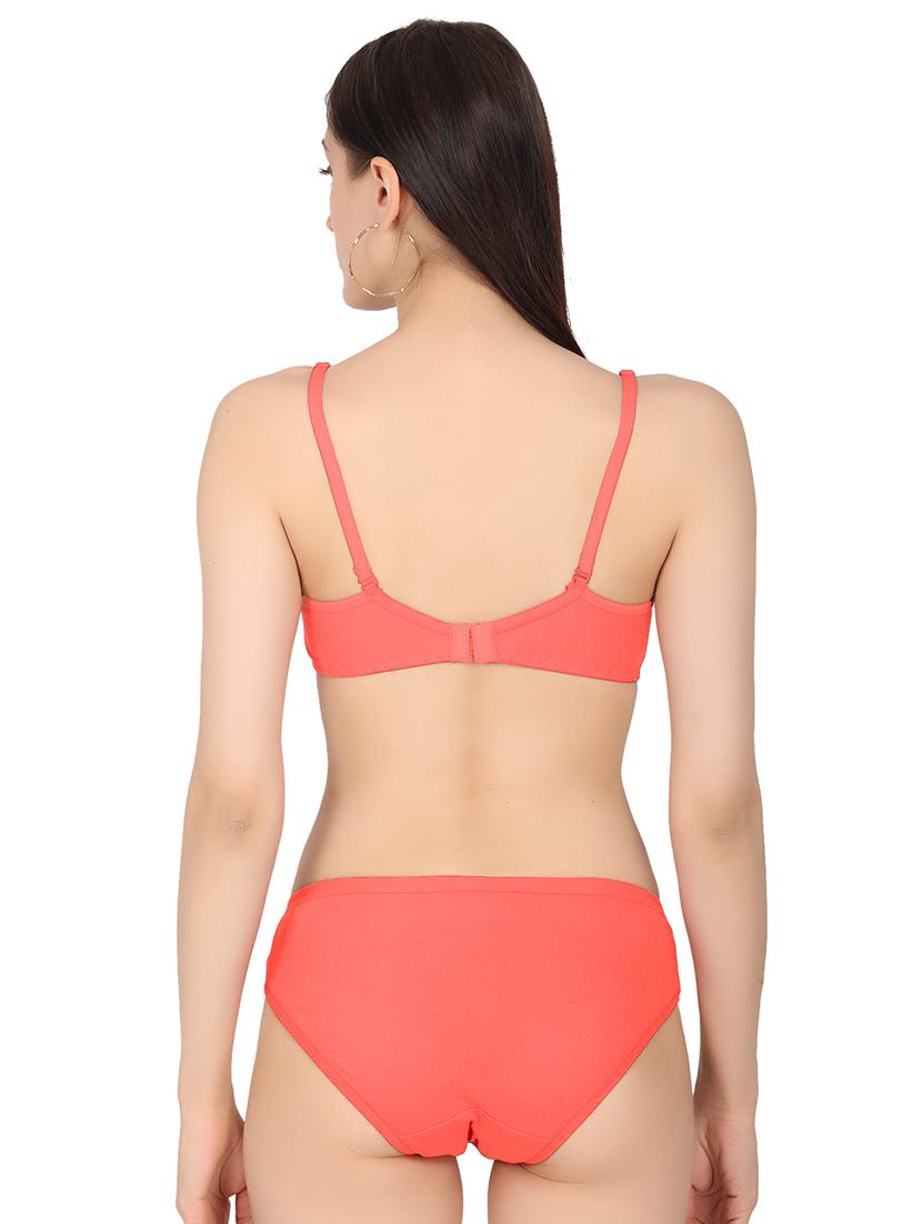 orange solid bra and panty set - 20296436 - Standard Image - 2