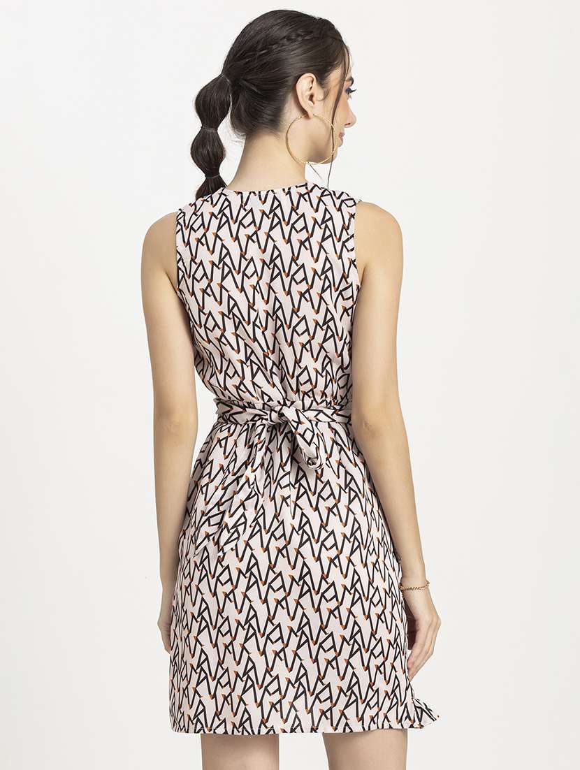 women's ruffle geometric dress - 20296488 -  Standard Image - 2