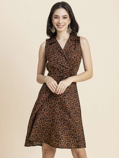 women's wrap printed dress - 20296506 - Standard Image - 0