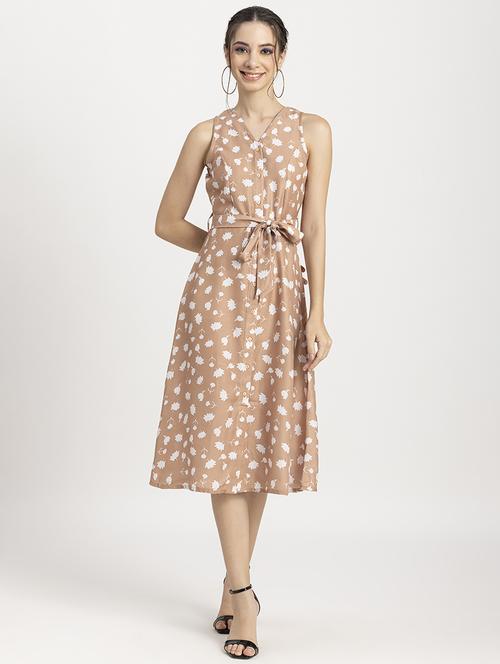 women's fit & flare floral dress - 20296525 - Standard Image - 0