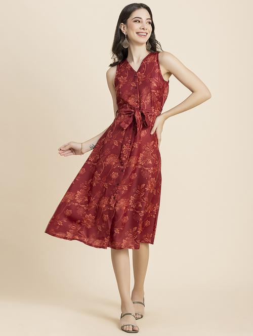 women's fit & flare floral dress - 20296526 - Standard Image - 0