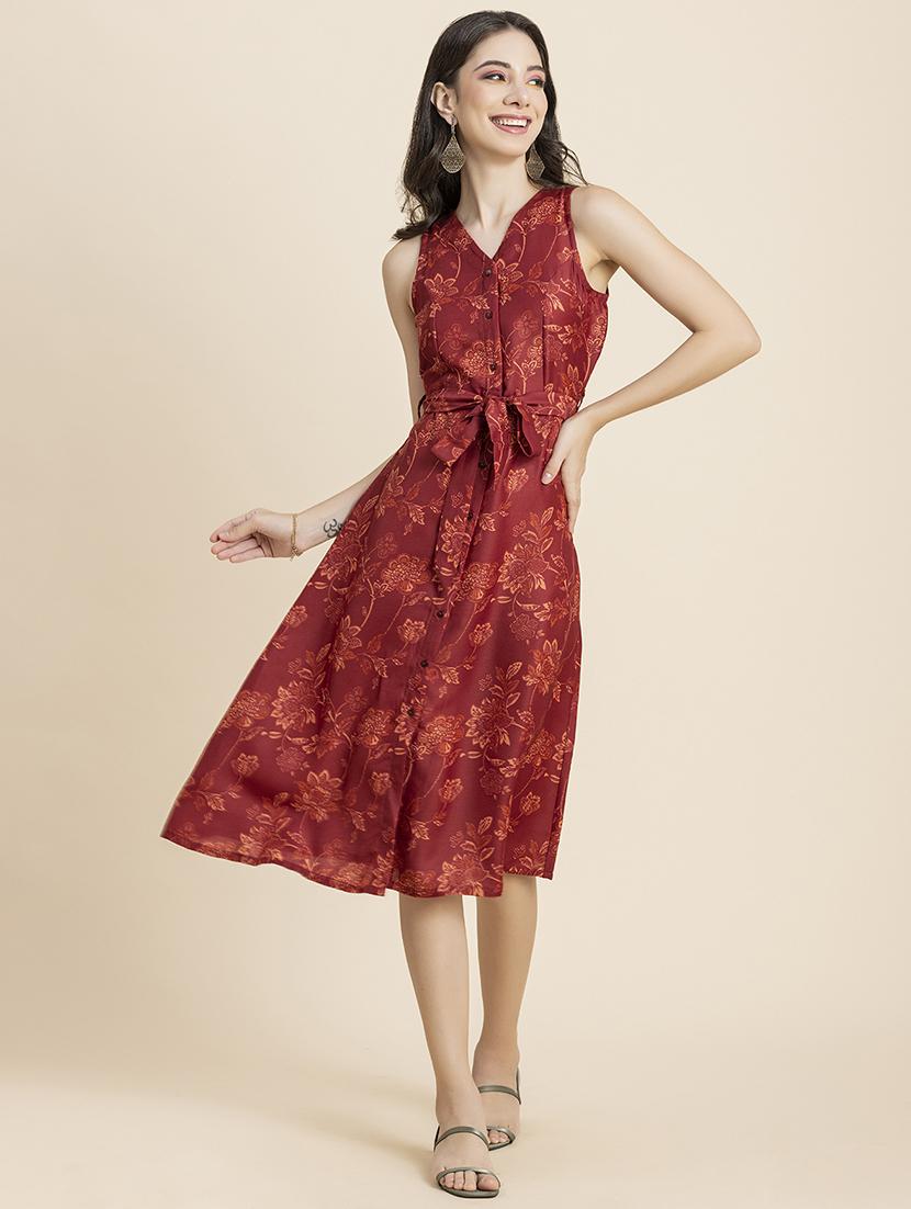 women's fit & flare floral dress - 20296526 - Zoom Image - 0