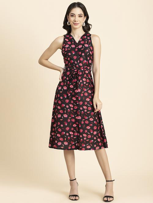 women's fit & flare floral dress - 20296528 - Standard Image - 0