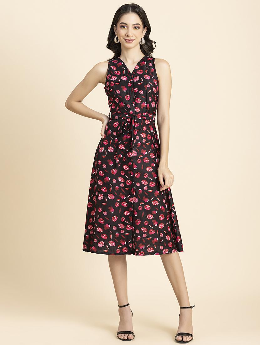 women's fit & flare floral dress - 20296528 - Zoom Image - 0