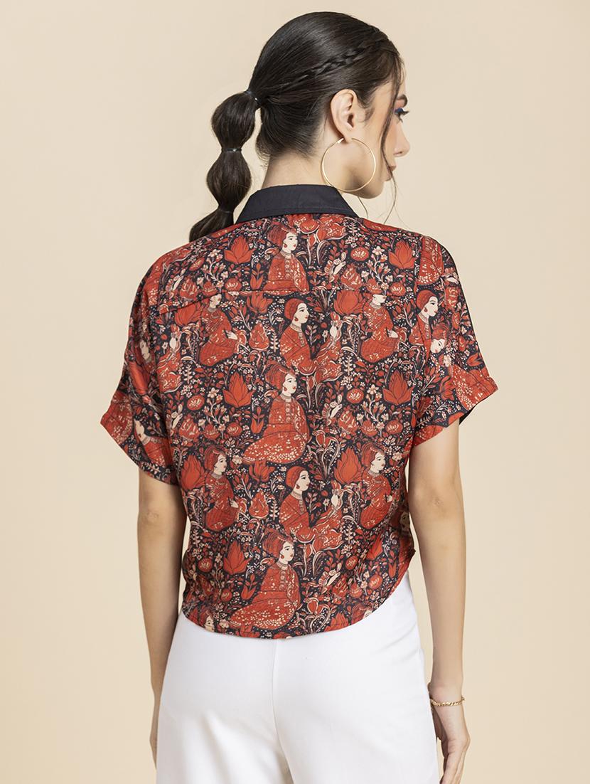 women's crop collared top - 20296759 - Standard Image - 2