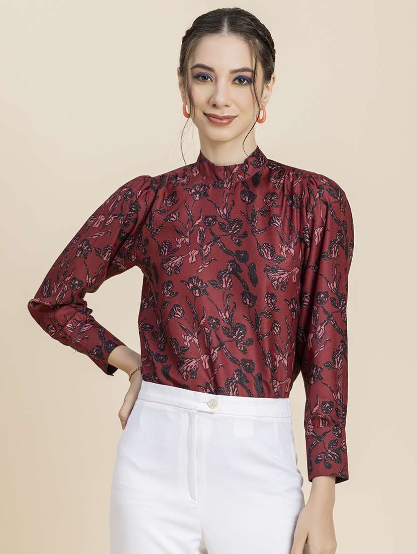 women's straight high neck top