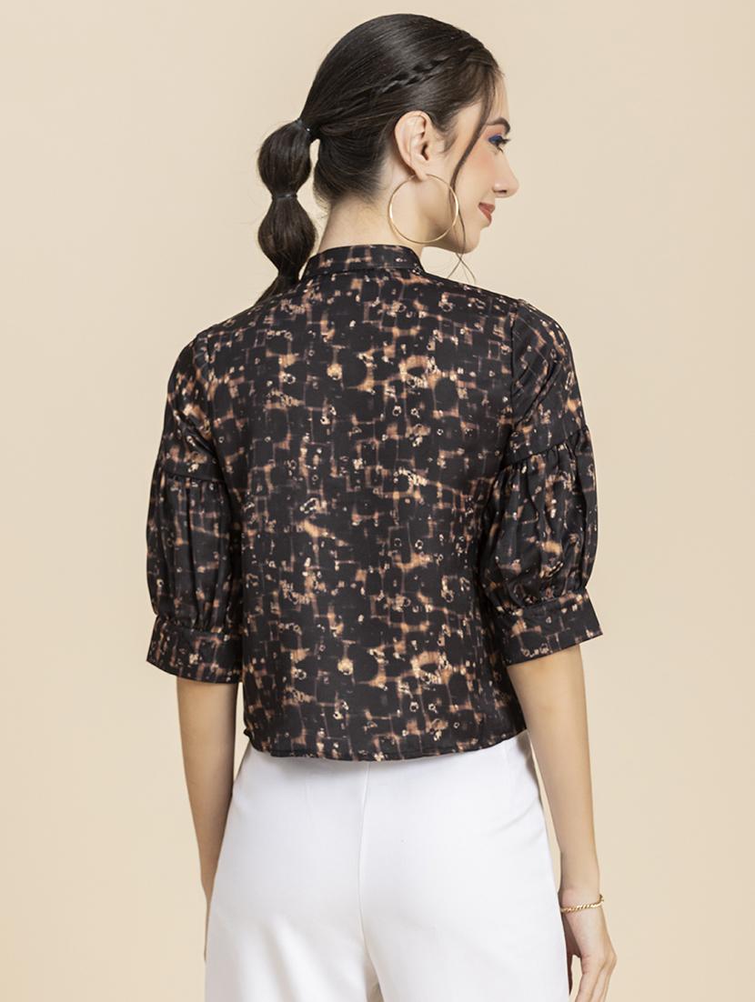 women printed mandarin neck top - 20296777 - Standard Image - 2