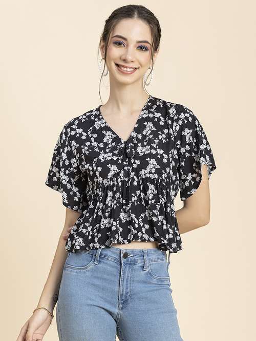 women's peplum v neck top - 20296784 -  Standard Image - 0