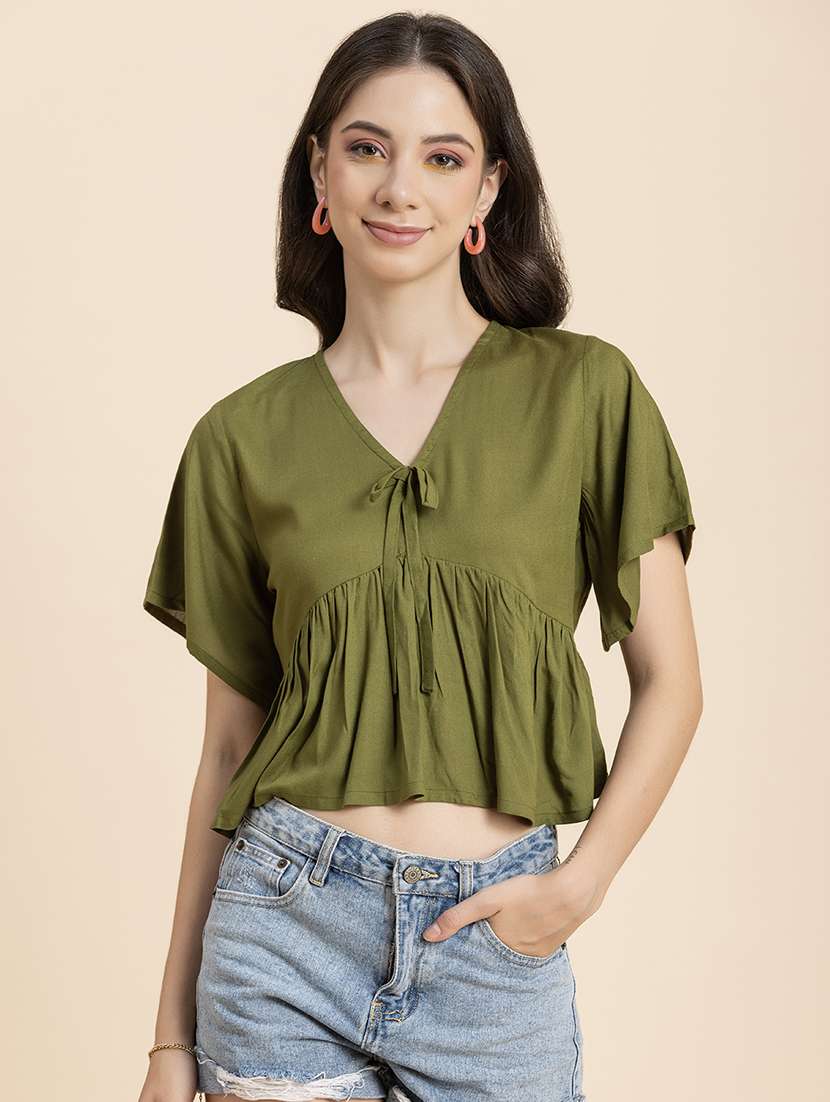 women's peplum v neck top