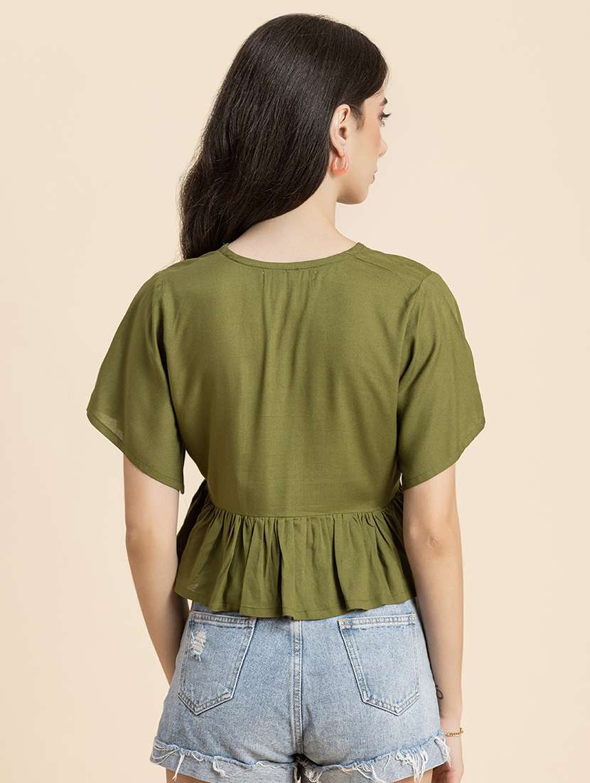 women's peplum v neck top - 20296787 -  Standard Image - 2