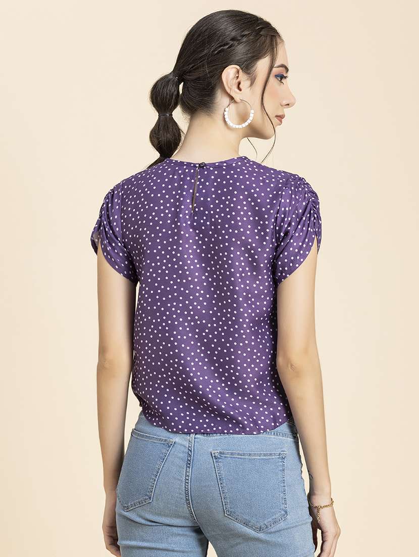 women polka doted short sleeves top - 20296793 -  Standard Image - 2
