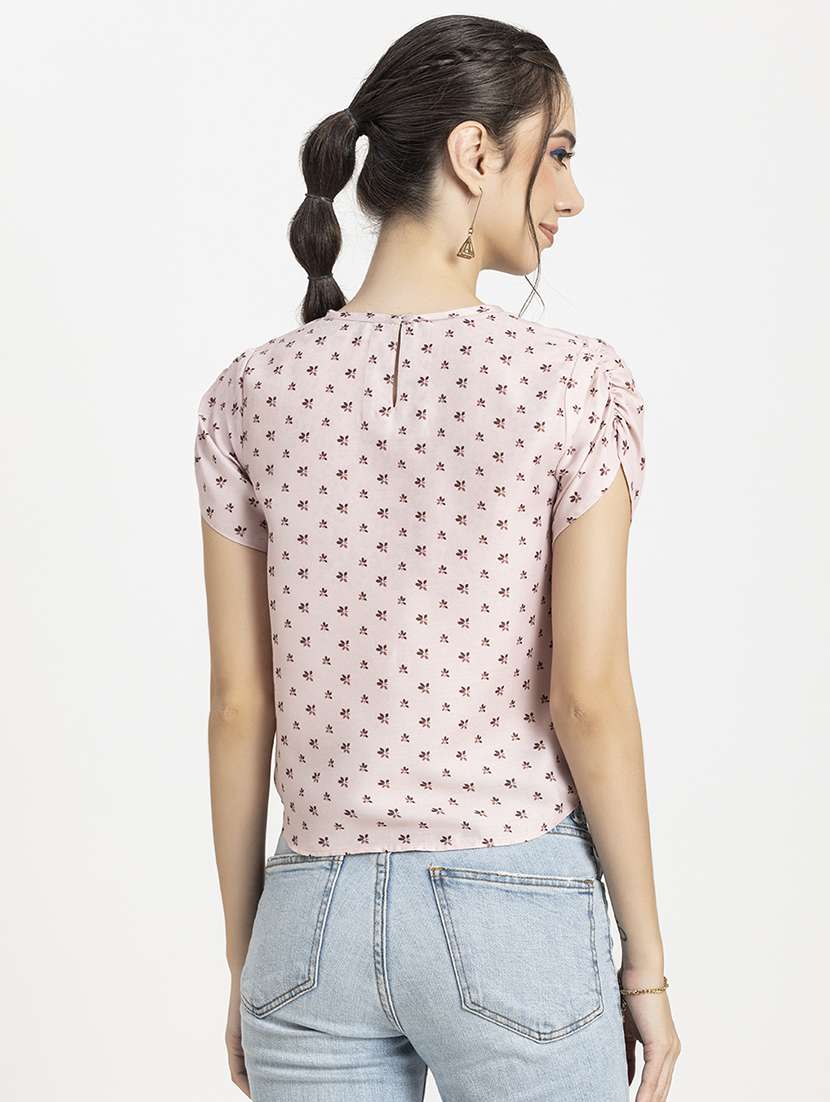 women's crop round neck top - 20296794 -  Standard Image - 2