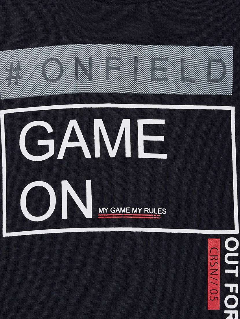 boys dark blue poly cotton hooded sweatshirt - 20298290 -  Standard Image - 2