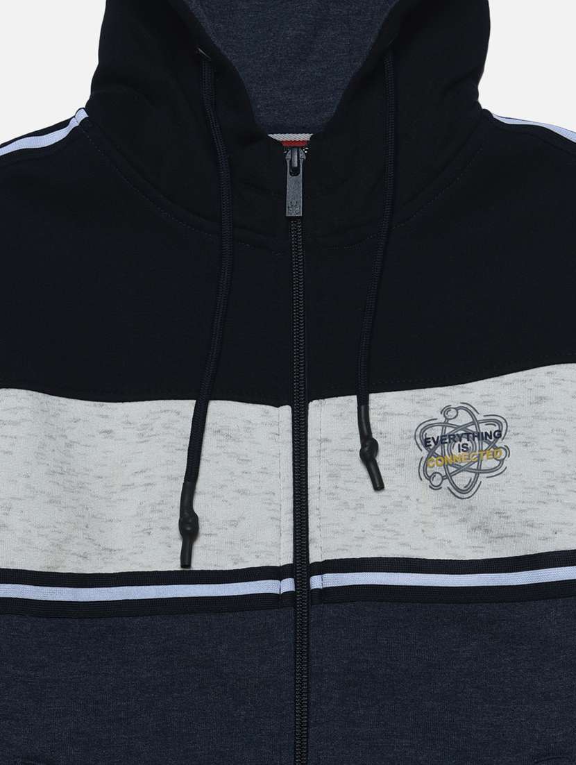 boys black color block hooded sweatshirt - 20298310 - Standard Image - 2