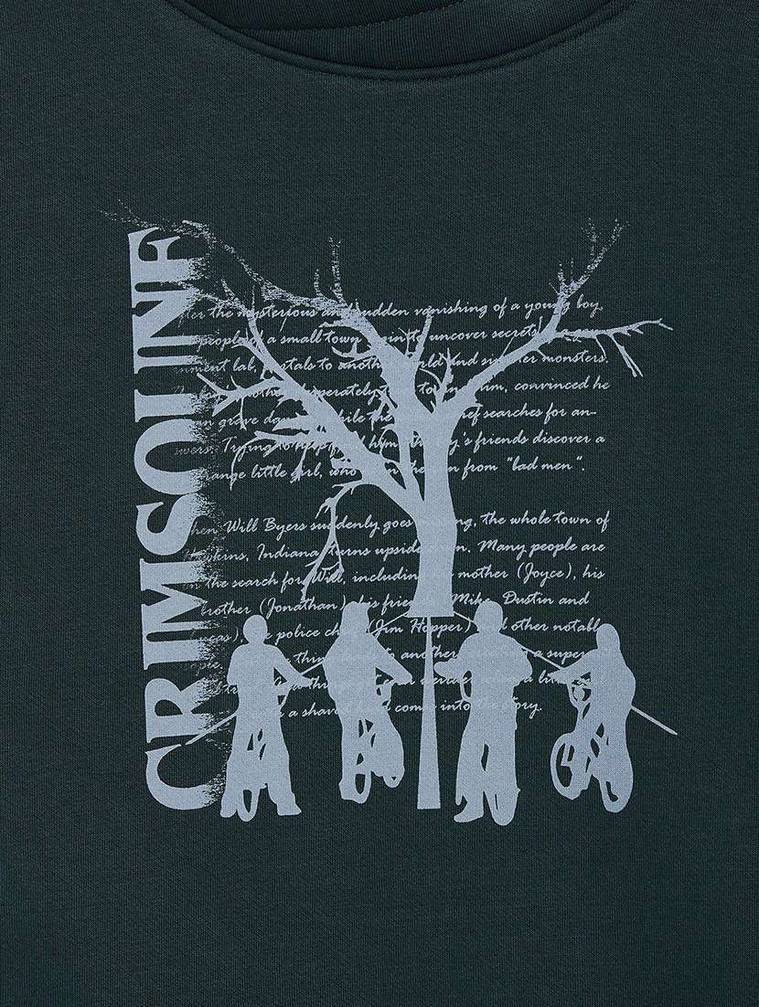 bottle green graphic print sweatshirt - 20298336 -  Standard Image - 2