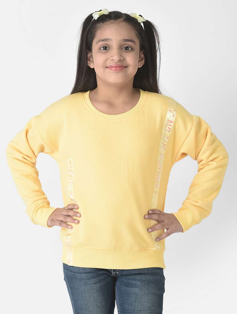 girls yellow cotton blend sweatshirt