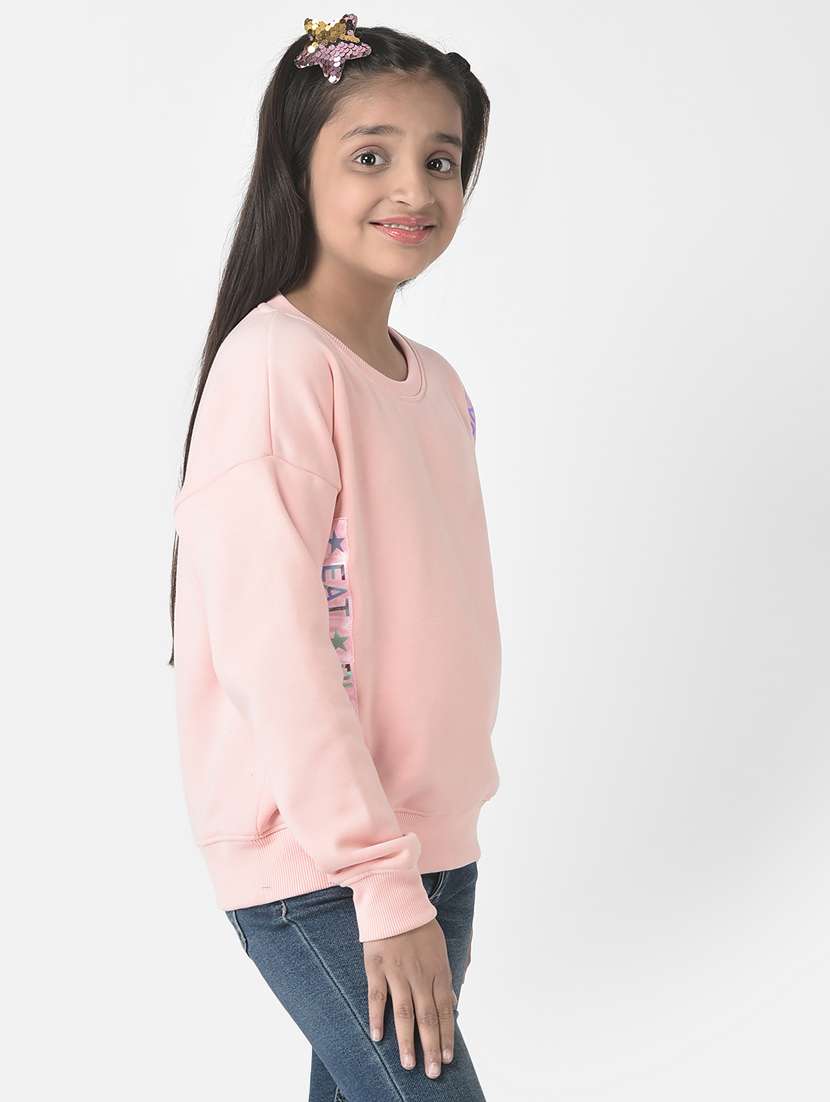girls typography print round neck sweatshirt - 20298384 -  Standard Image - 2