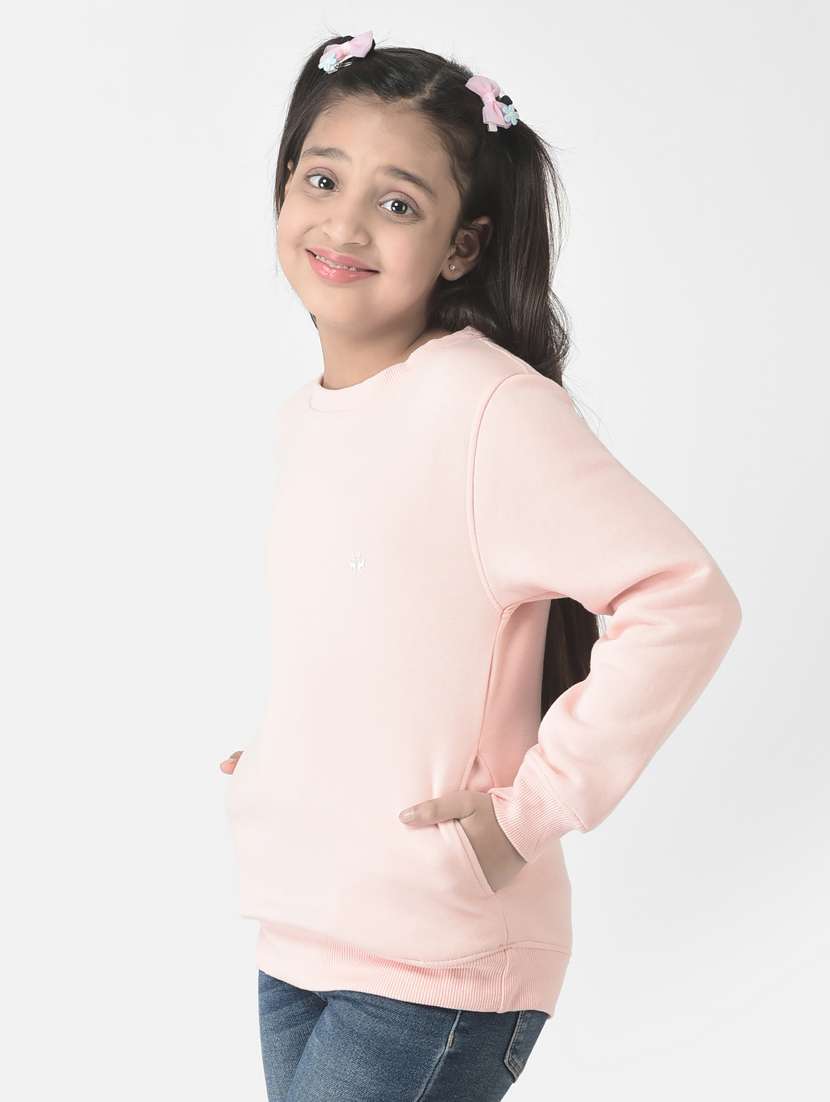 girls peach cotton blend sweatshirt - 20298422 -  Standard Image - 2