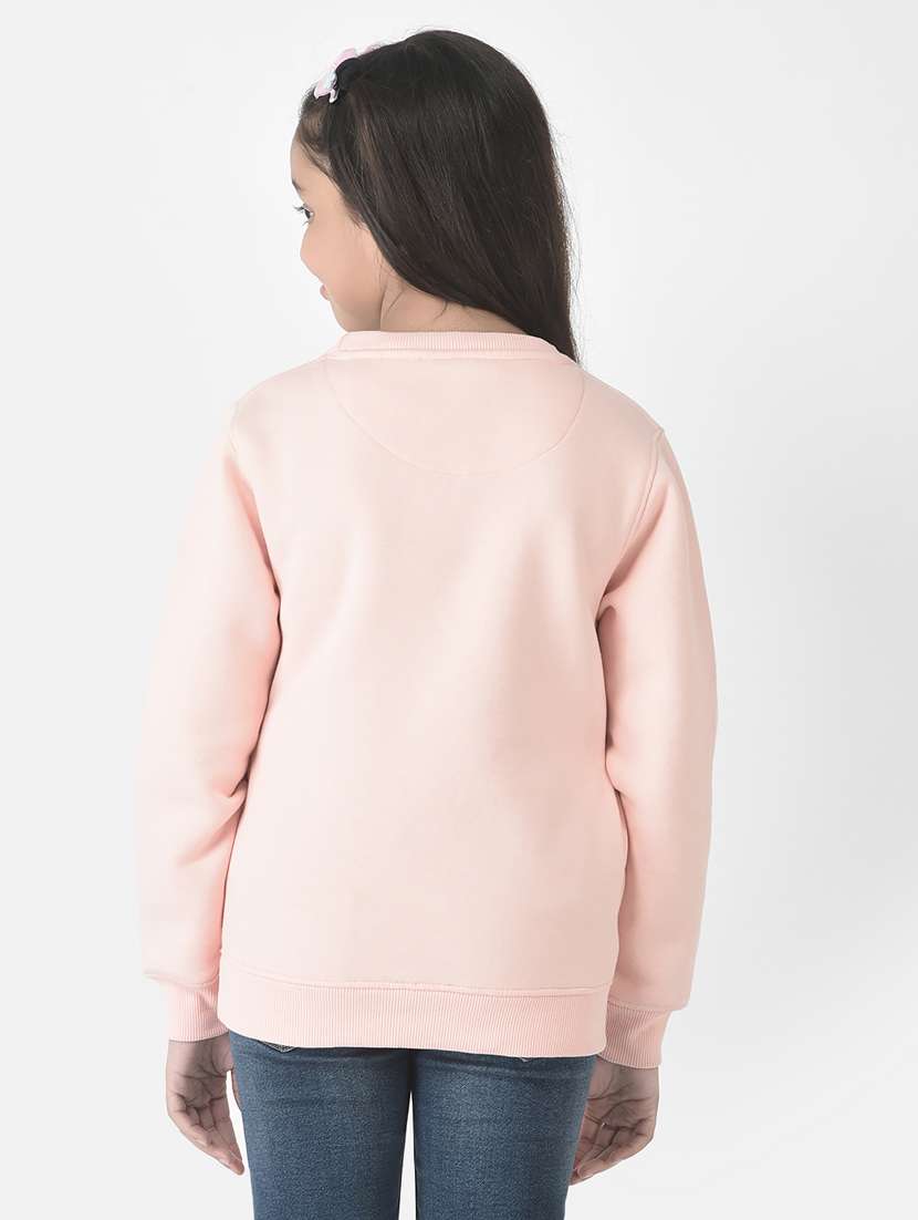Girls Peach Cotton Blend Sweatshirt