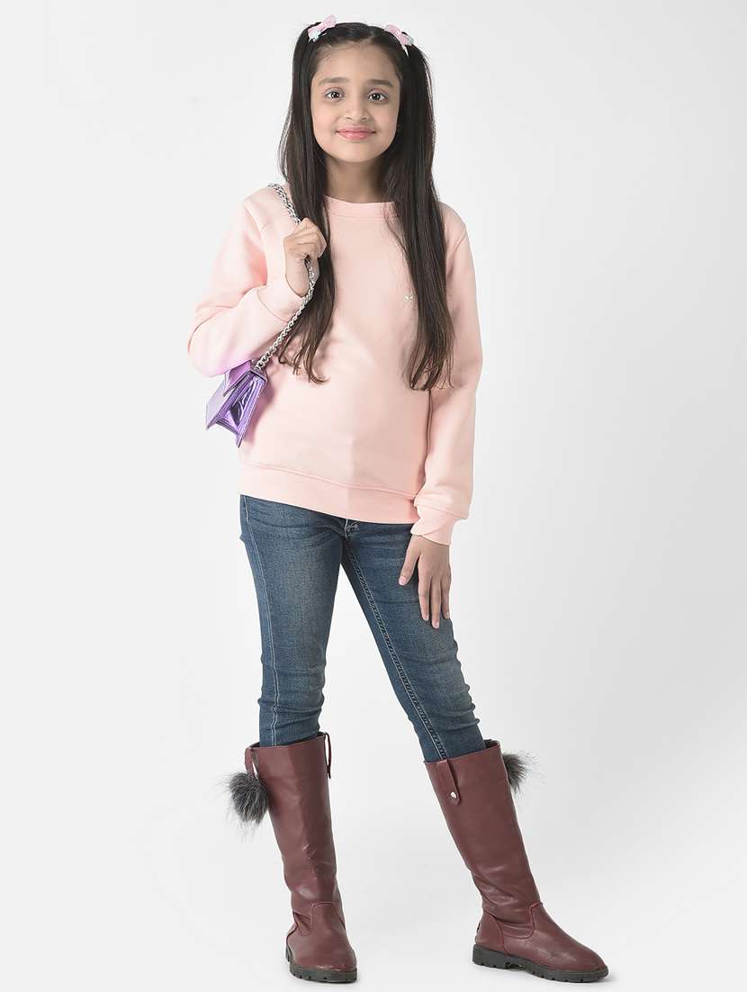 Girls Peach Cotton Blend Sweatshirt