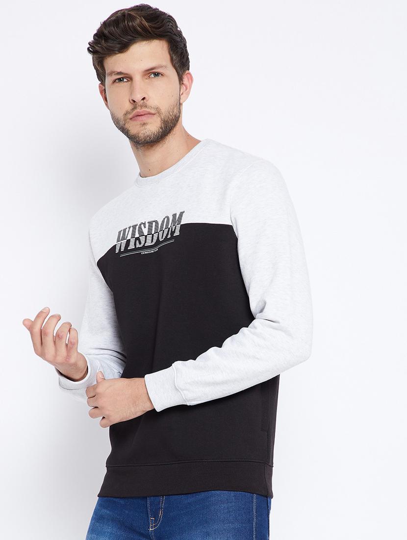 men black color block round neck sweatshirts - 20298463 - Standard Image - 2