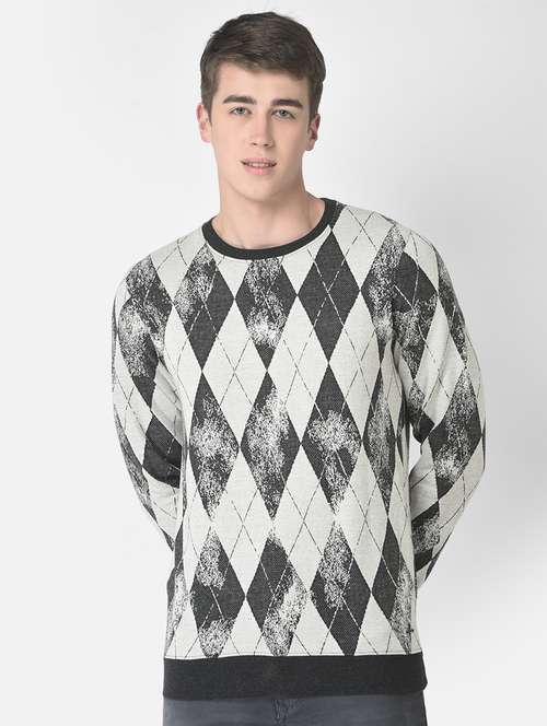 men grey printed cotton blend regular sweatshirt - 20298501 -  Standard Image - 0