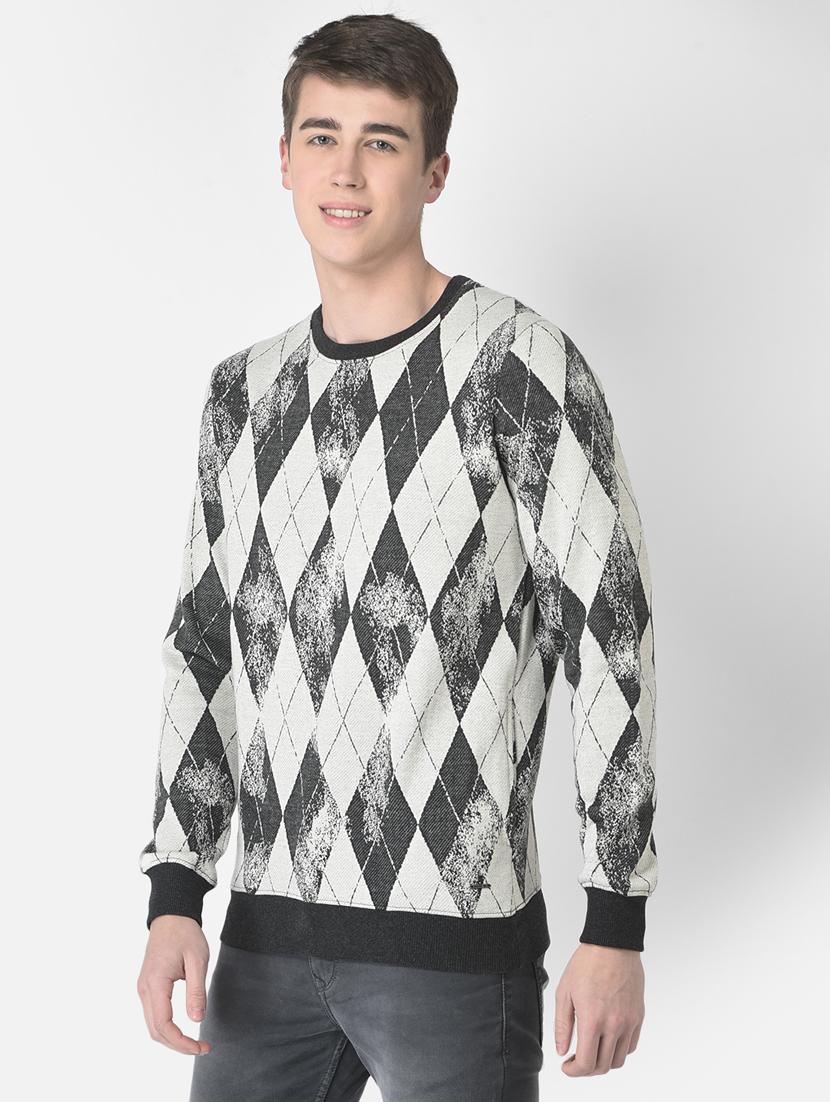 men grey printed cotton blend regular sweatshirt - 20298501 - Standard Image - 2