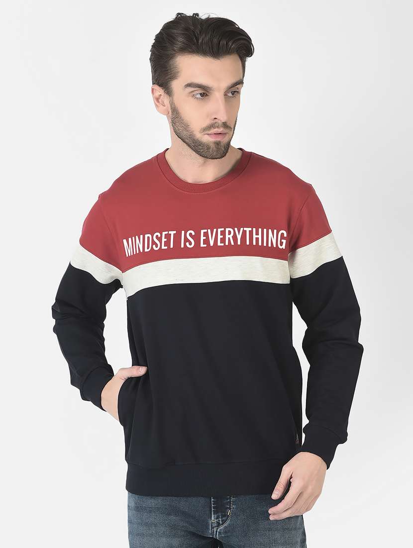 men color block cotton blend regular fit sweatshirt