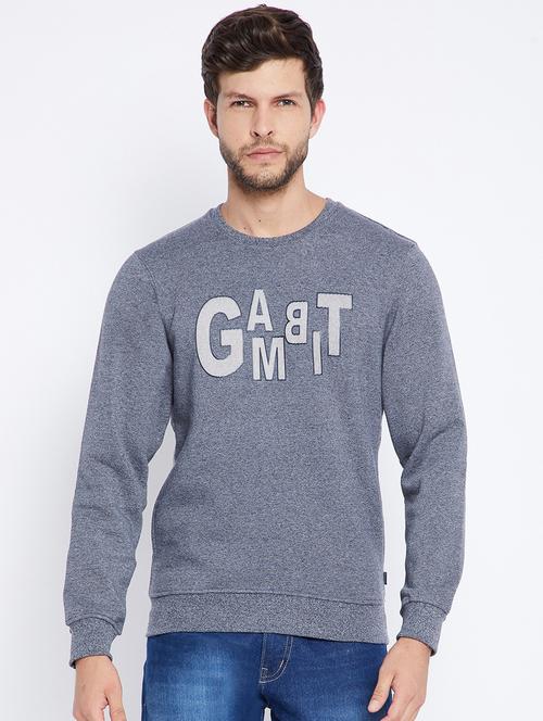 men blue cotton blend regular sweatshirt - 20298506 - Standard Image - 0