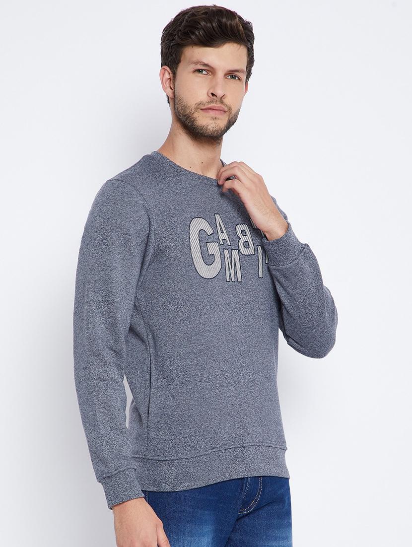 men blue cotton blend regular sweatshirt - 20298506 - Standard Image - 2