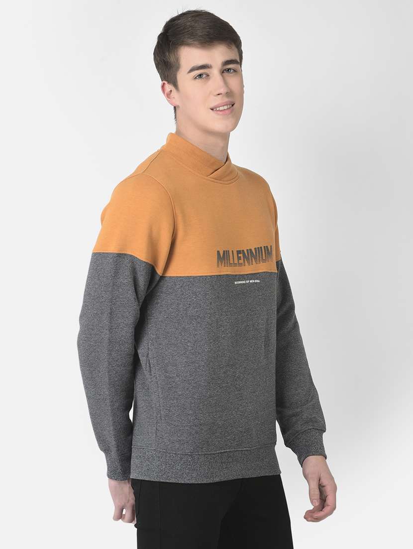 men color block long sleeve high neck sweatshirt - 20298511 - Standard Image - 2
