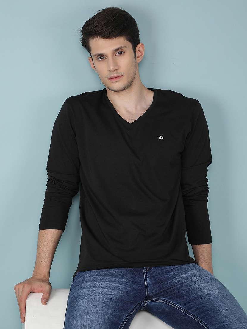 black cotton blend tshirt