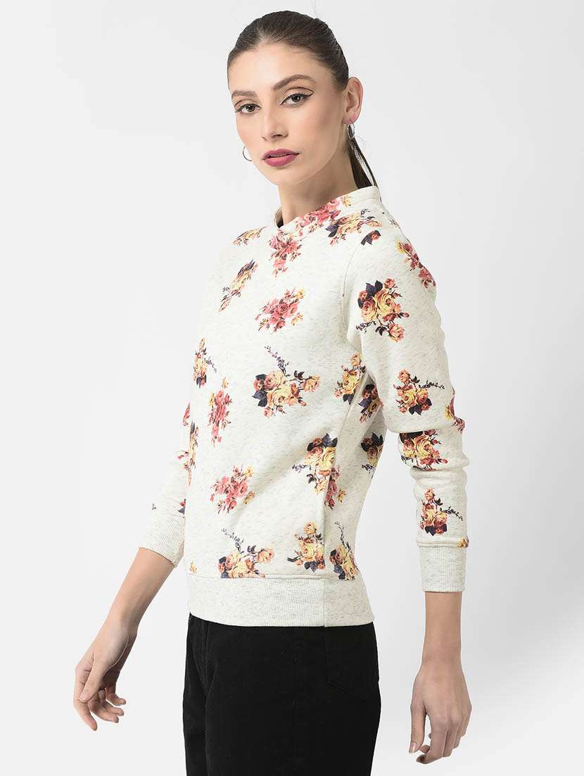 women multi color floral printed cotton blend regular sweatshirt - 20298754 -  Standard Image - 2