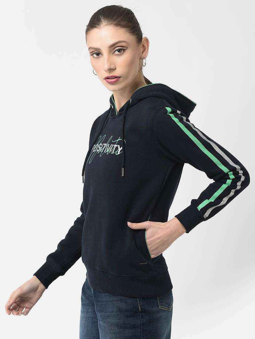 women black hooded typography print regular sweatshirt - 20298781 -  Standard Image - 2