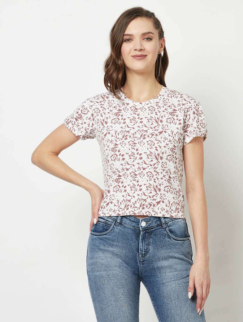 white floral regular t-shirt