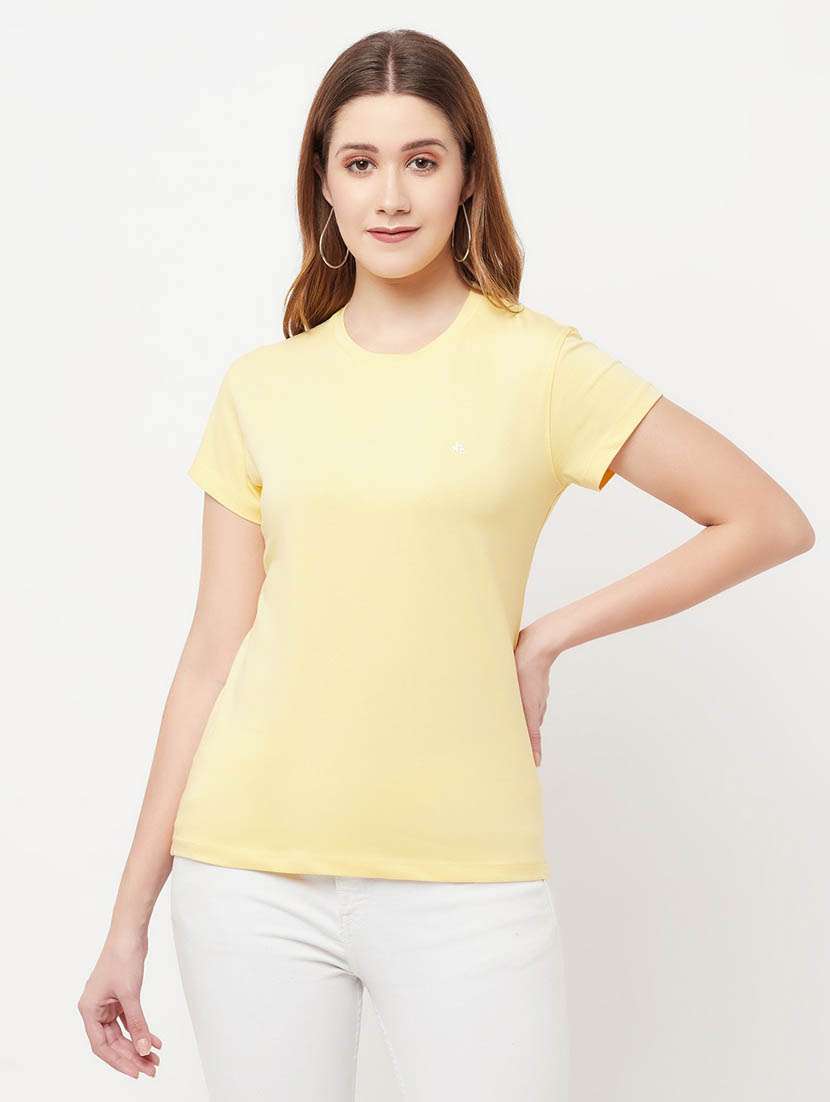 yellow solid regular t-shirt