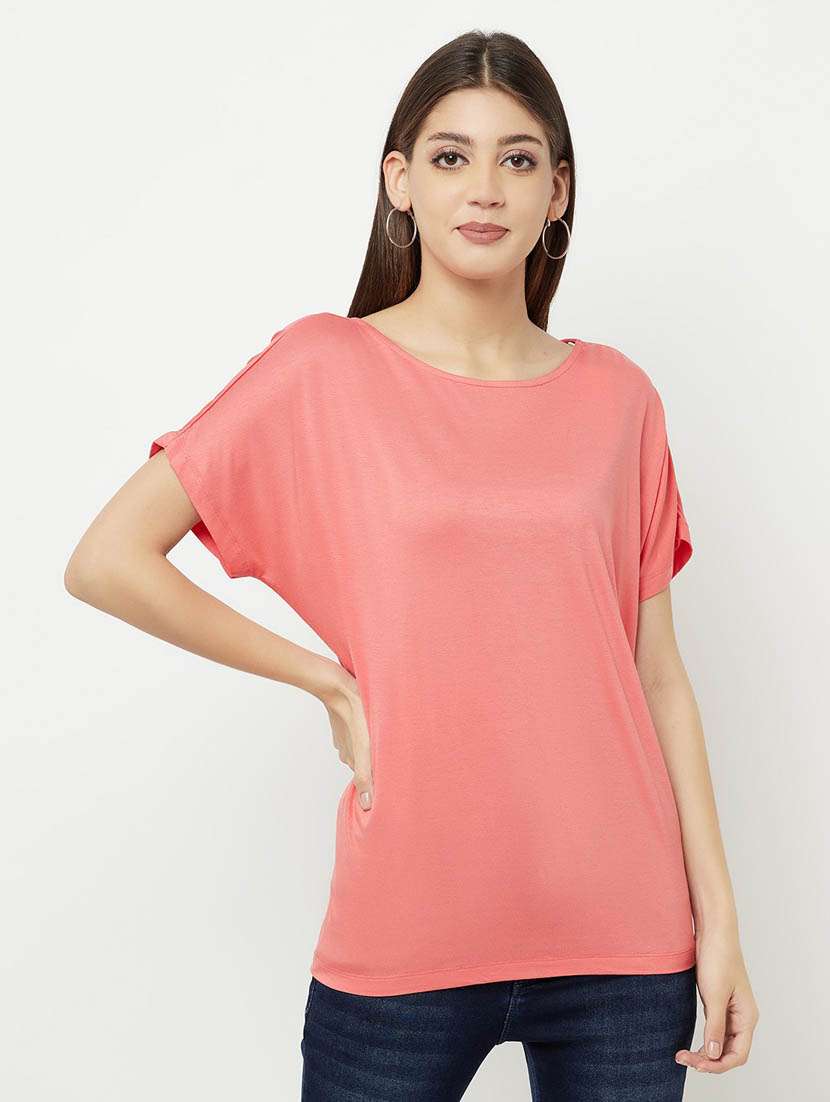 coral solid regular t-shirt
