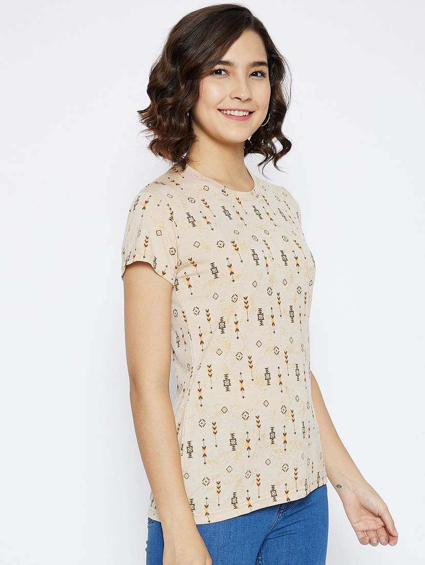 beige aztec print regular t-shirt - 20298869 -  Standard Image - 2