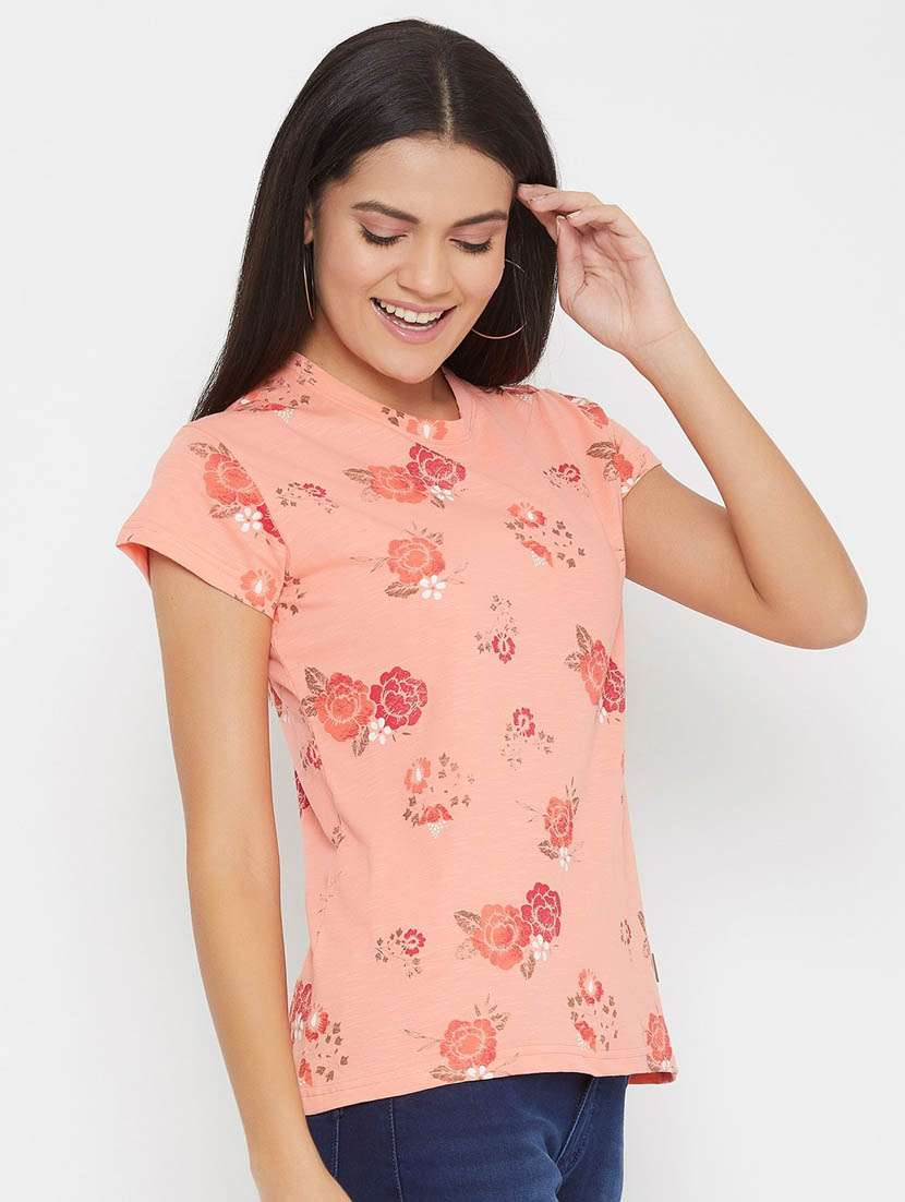 peach floral regular t-shirt - 20298870 -  Standard Image - 2