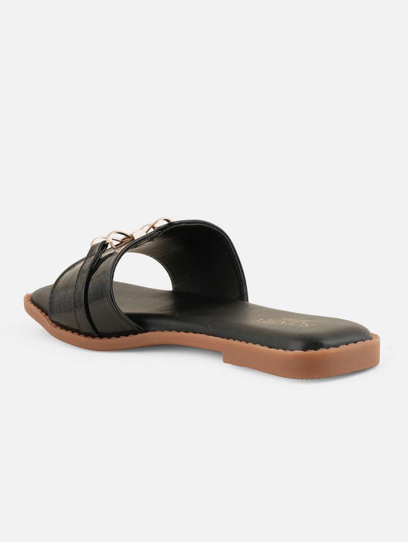 black synthetic slip on sandals - 20299019 -  Standard Image - 2