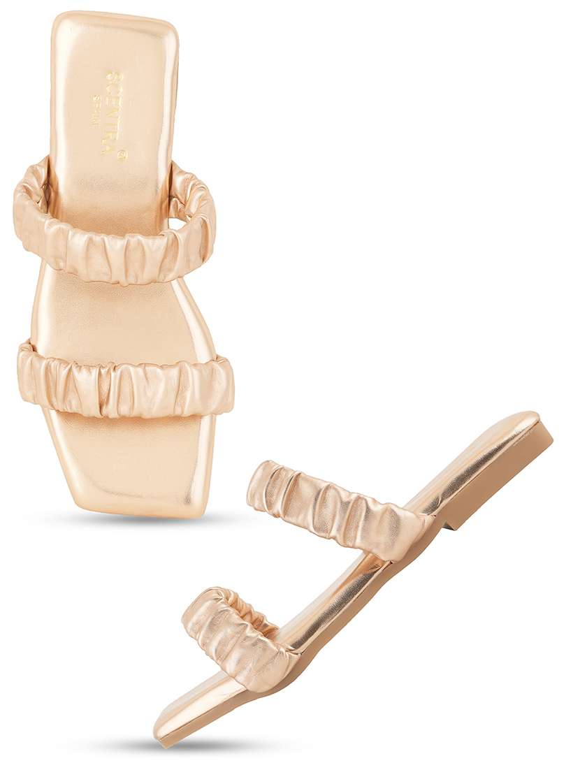 gold synthetic slip on sandals - 20299023 -  Standard Image - 2