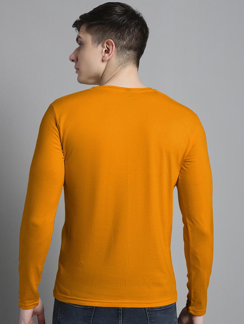 men typography print mustard cotton t-shirt - 20299030 - Standard Image - 2