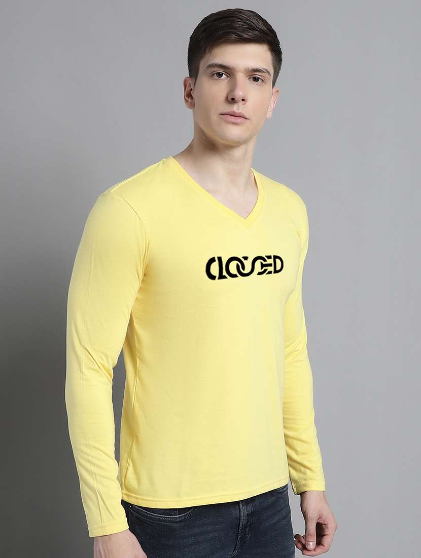yellow cotton chest print tshirt - 20299033 - Standard Image - 2