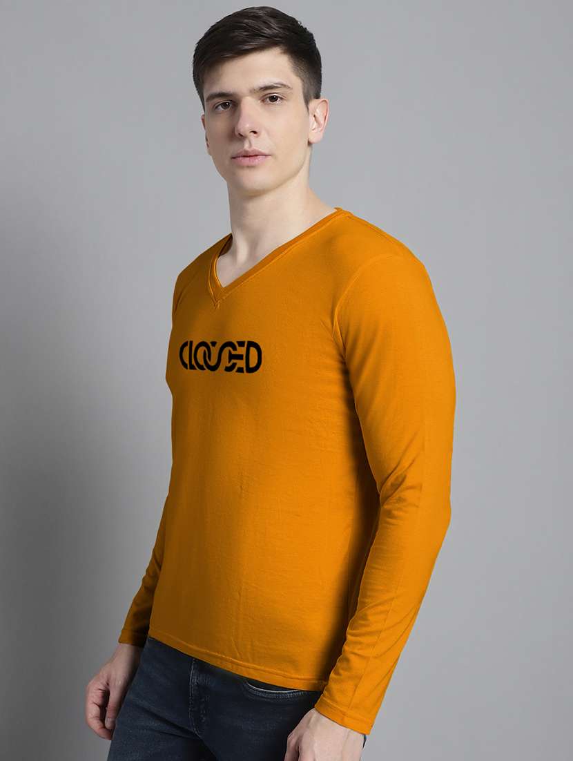 mustard cotton chest print t-shirt - 20299036 -  Standard Image - 2