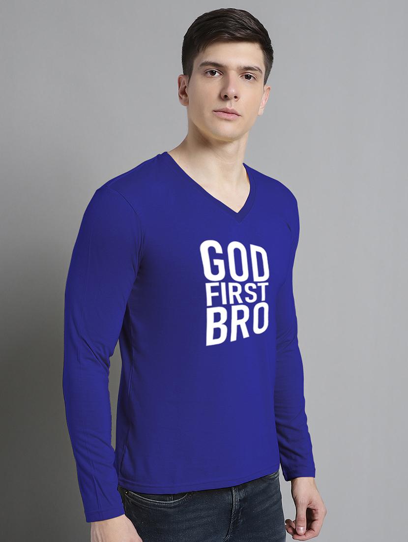 blue cotton chest print tshirt - 20299070 - Standard Image - 2