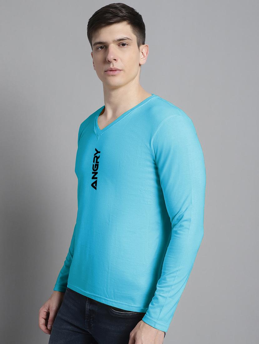 light blue cotton chest print tshirt - 20299084 - Standard Image - 2